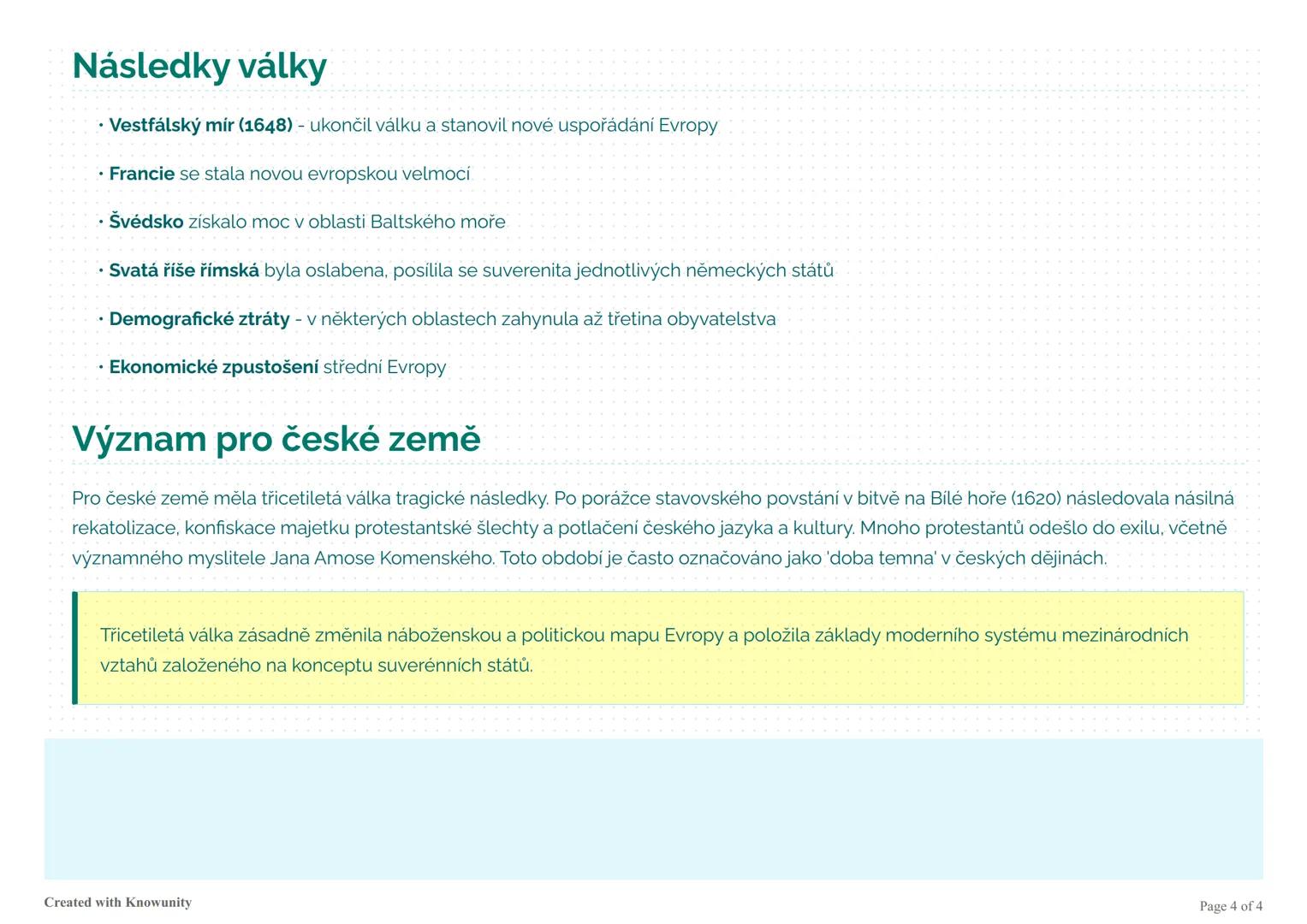 Třicetiletá válka (1618-1648)
Přehled příčin, spouštěče, cílů a následků třicetileté války, která významně ovlivnila náboženskou a politicko