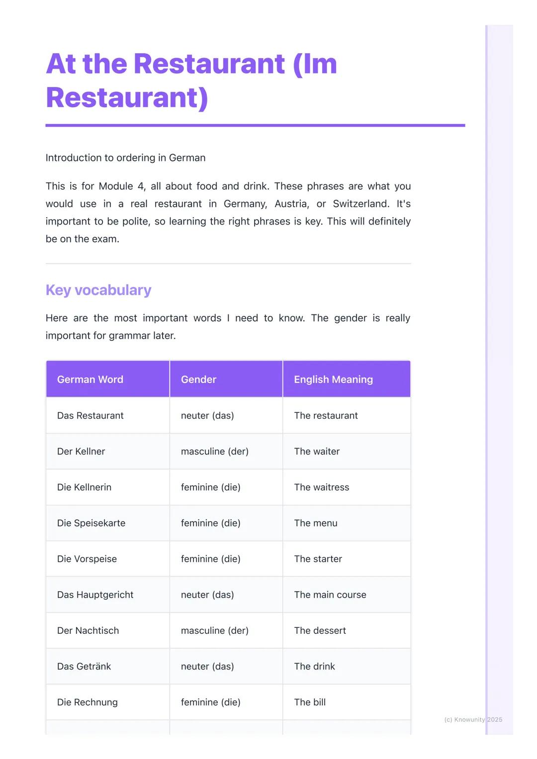 # At the Restaurant (Im
Restaurant)
Introduction to ordering in German
This is for Module 4, all about food and drink. These phrases are w