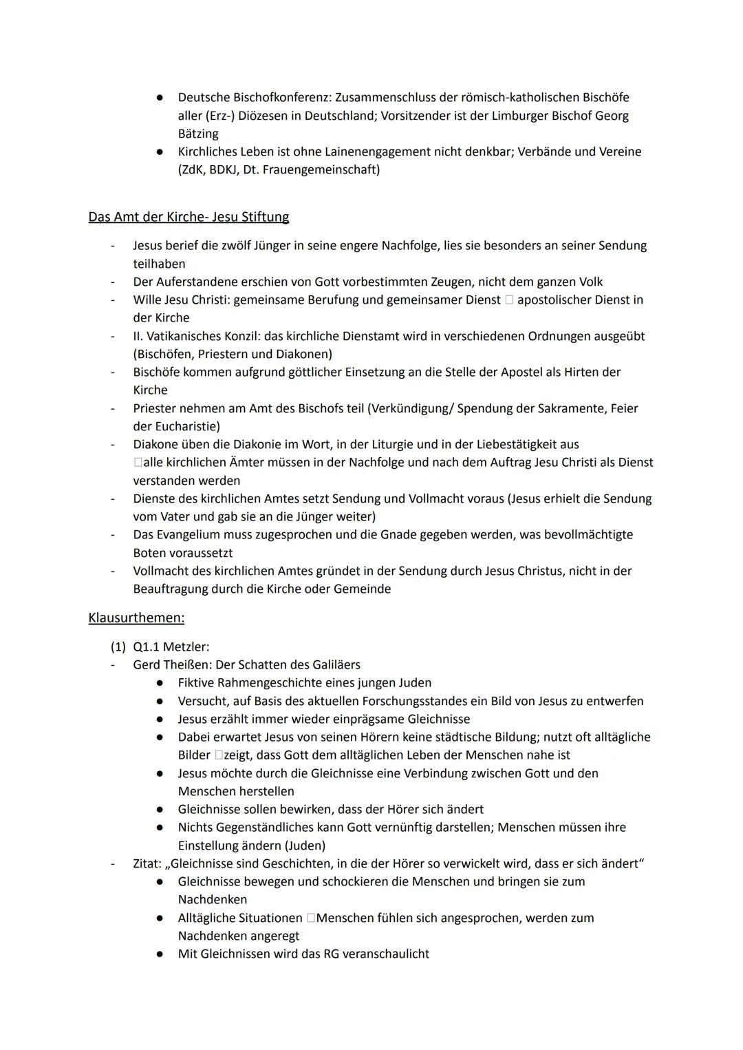 Religion Abiturstoff
Q1: Jesus Christus- das menschgewordene Wort Gottes: Die Reich-Gottes-Botschaft, Die
Auferstehung Jesu (Hoffnung über