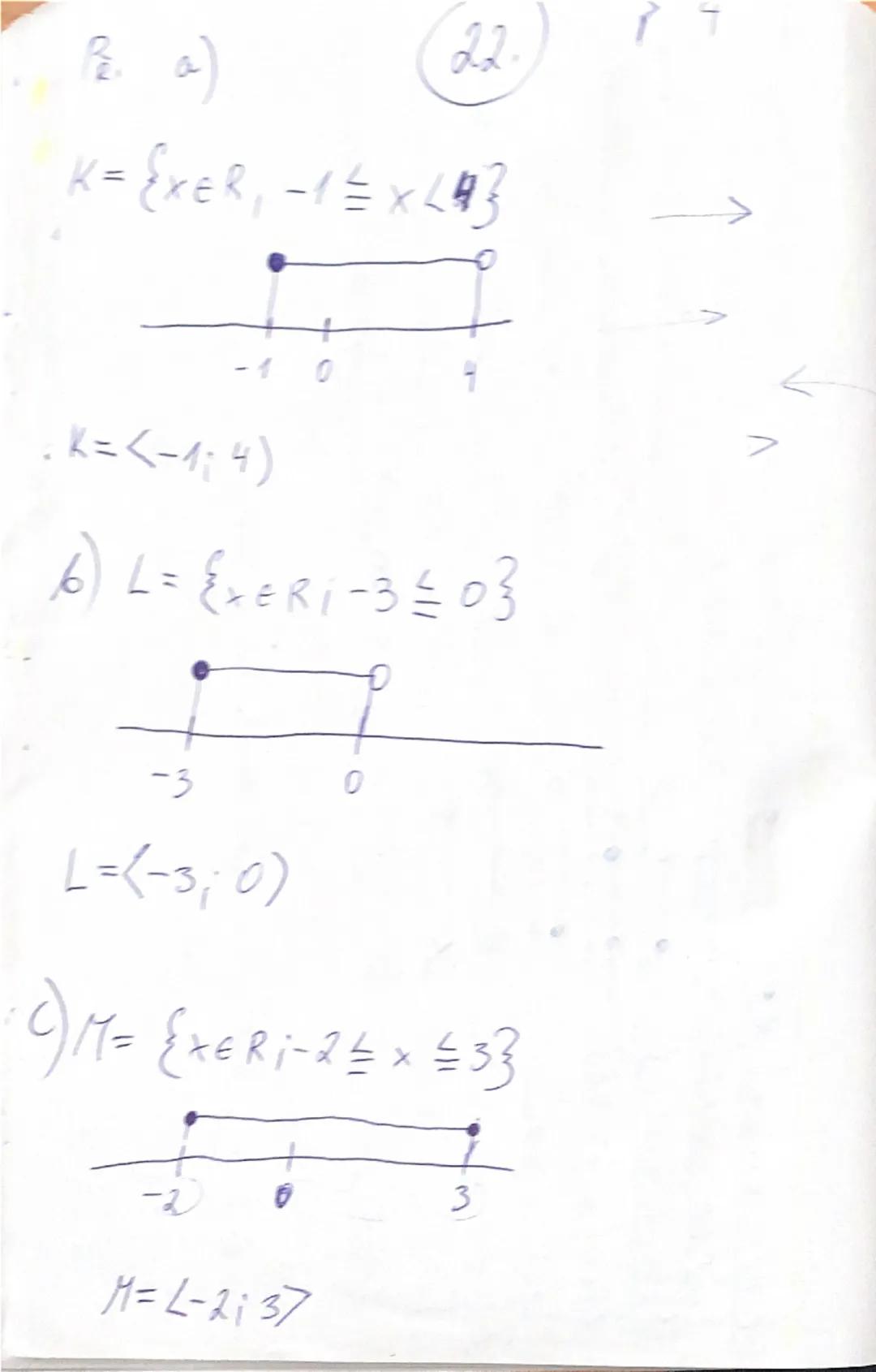# 21. Intervaly
množina $a, b \in \mathbb{R}, a < b$ znázornění na čí. ose | Zápis | Název intervalu
---|---|---
$\{x \in \mathbb{R}; a \l
