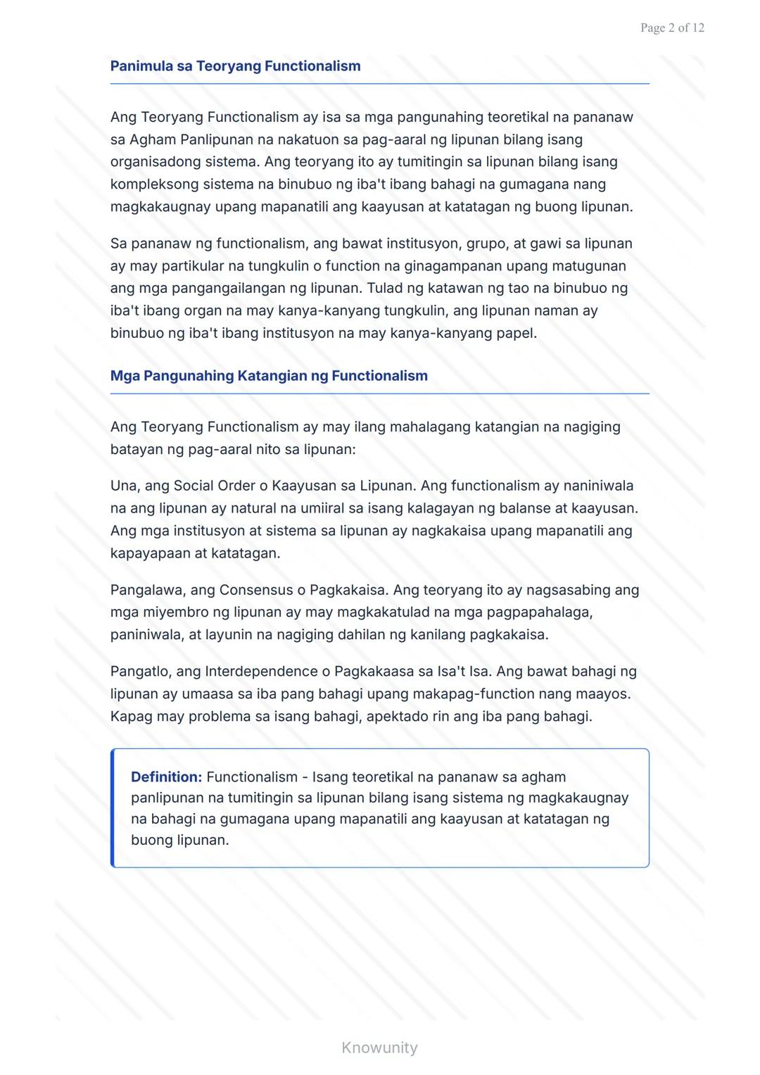Teoryang Functionalism sa Agham Panlipunan
Pag-aaral ng mga pangunahing kaisipan ng Functionalism
sa lipunan
Mga Layuning Pang-edukasyon
Mai