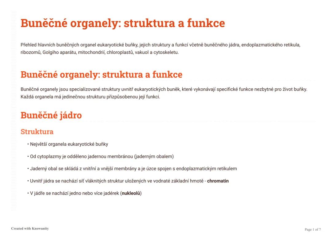Organely v buňce: Popis a funkce