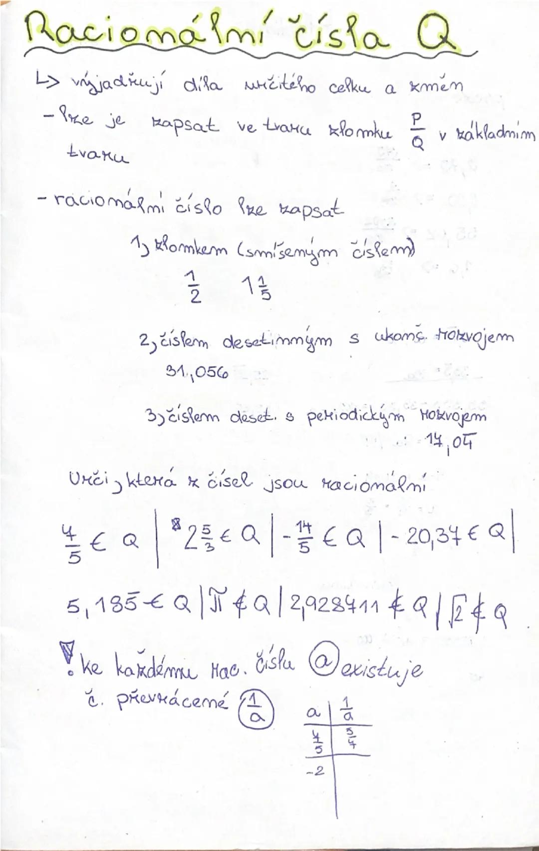 Racionální čísla - Definice a příklady