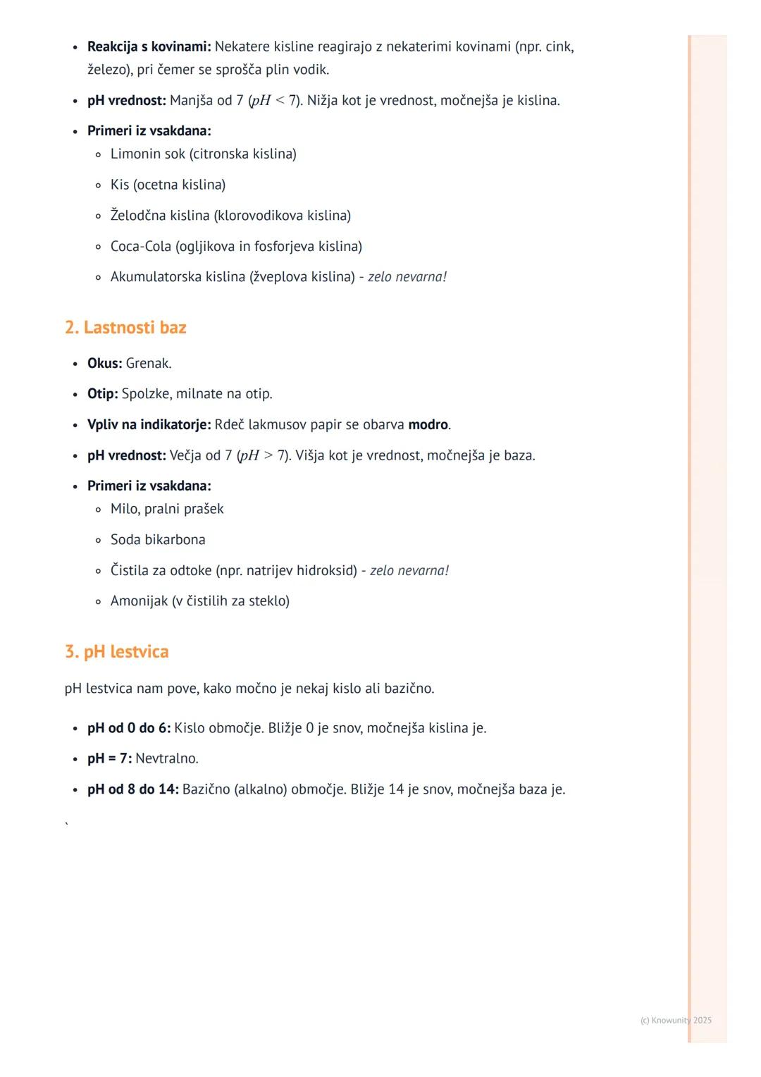 # Kisline, baze in pH
Uvod v kisline in baze
V naravi in vsakdanjem življenju srečujemo veliko različnih snovi. Nekatere so kisle
(npr. li