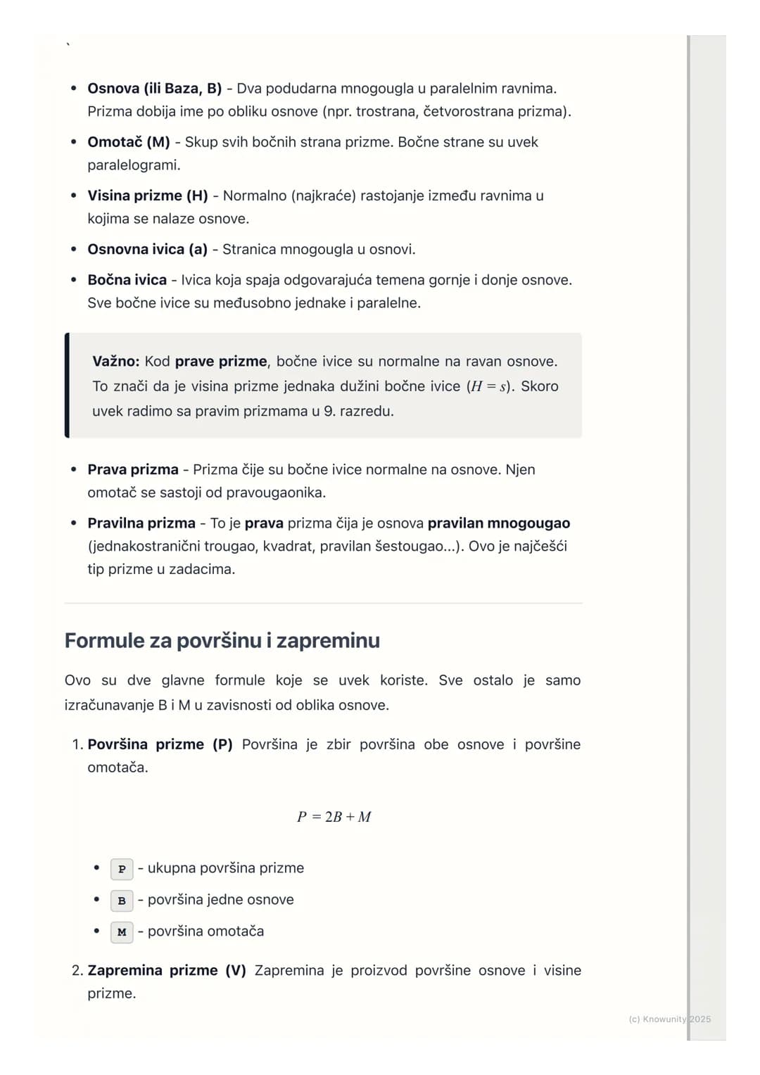 # Prizma
Šta je prizma?
Prizma je geometrijsko telo ograničeno sa dva podudarna i paralelna
mnogougla (to su osnove ili baze) i paralelogr