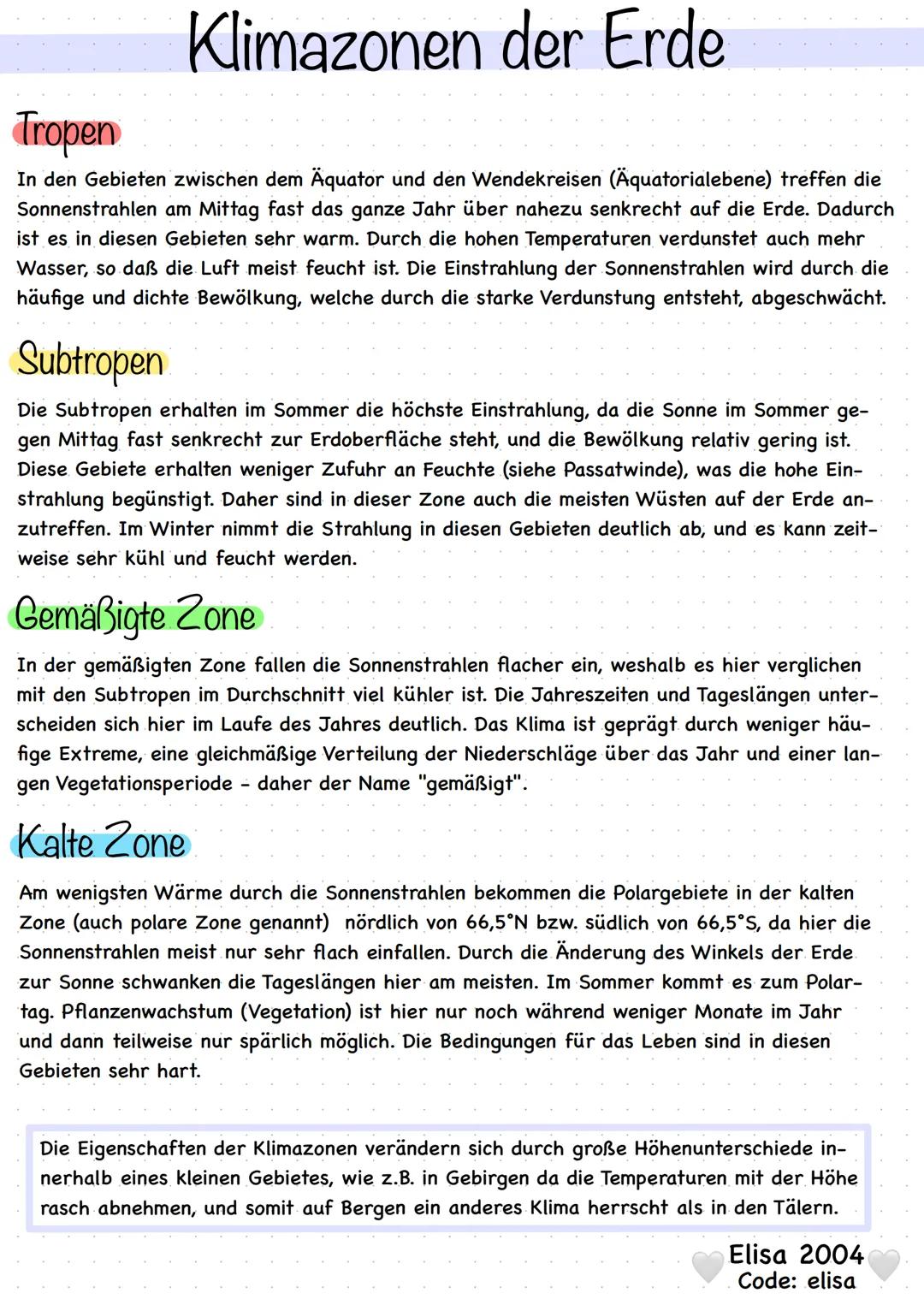 # Klimazonen der Erde
## Tropen
In den Gebieten zwischen dem Äquator und den Wendekreisen (Äquatorialebene) treffen die
Sonnenstrahlen am