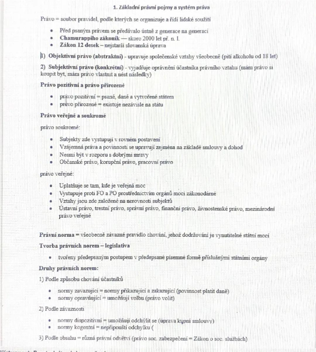 Základní právní pojmy a systém práva