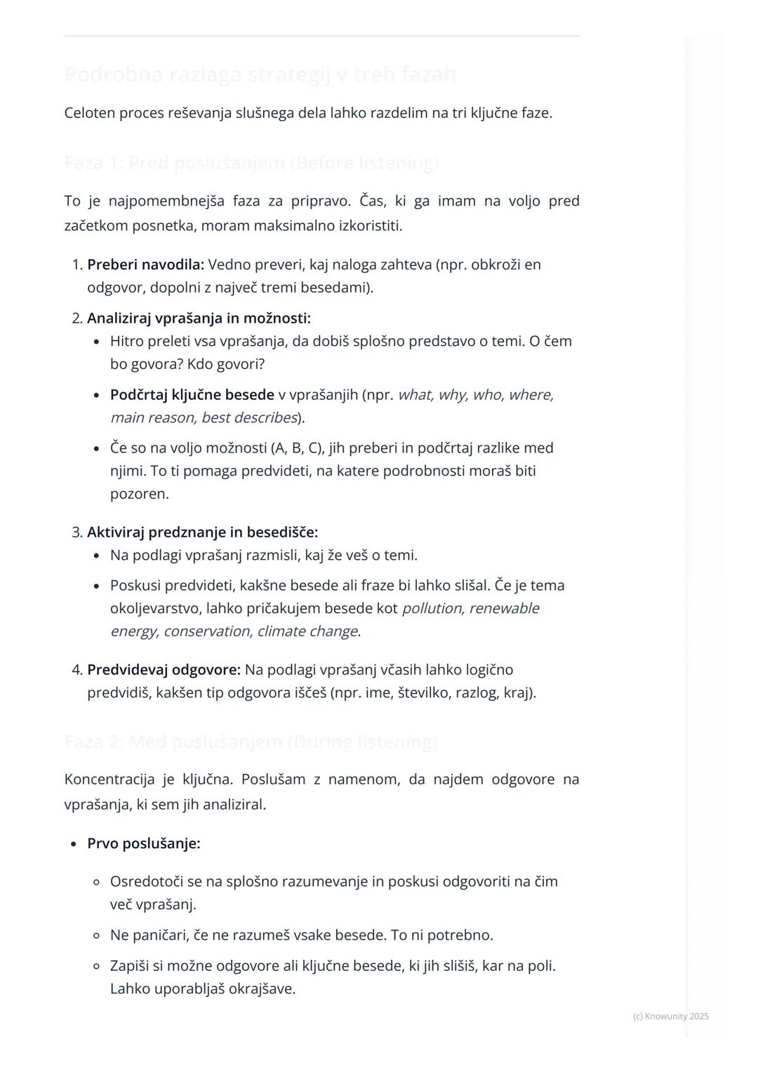 # Strategije za slušno
razumevanje
Uvod v strategije za slušno razumevanje
Slušno razumevanje je eden od zahtevnejših delov mature iz angl