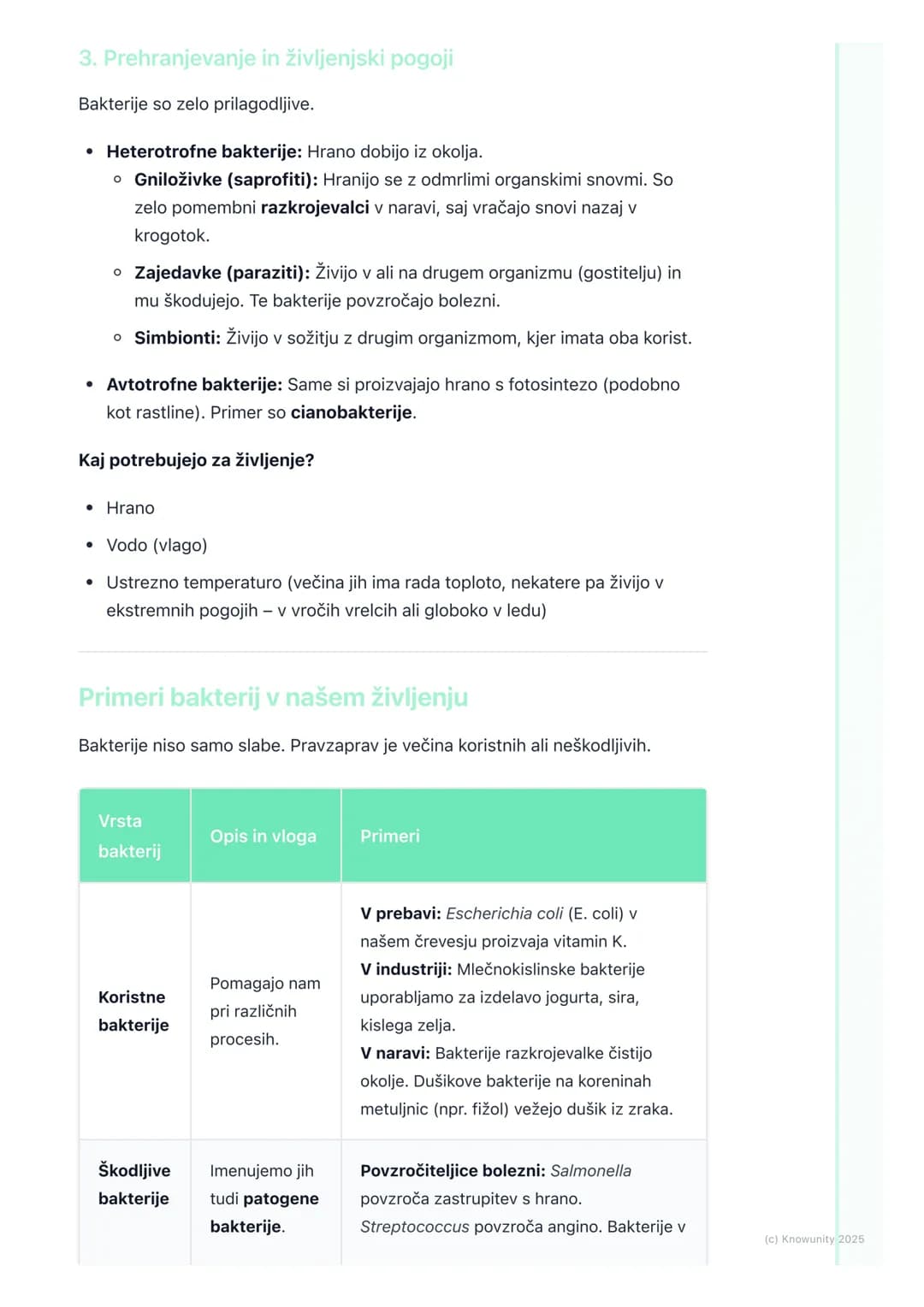 # Bakterije - mikroskopski
prebivalci
Kaj so bakterije?
Bakterije so majhni, enocelični organizmi, ki jih najdemo povsod okoli nas v
zraku