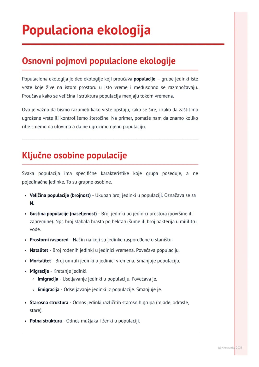 # Populaciona ekologija
## Osnovni pojmovi populacione ekologije
Populaciona ekologija je deo ekologije koji proučava populacije grupe jed