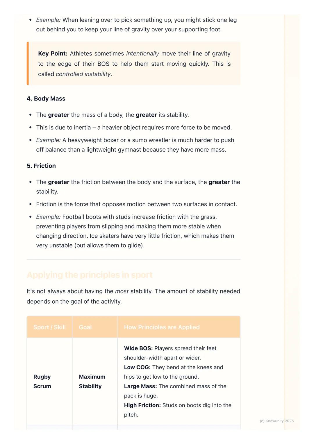 # Stability and Balance
Introduction to stability and balance
Stability and balance are key principles in biomechanics that affect almost
