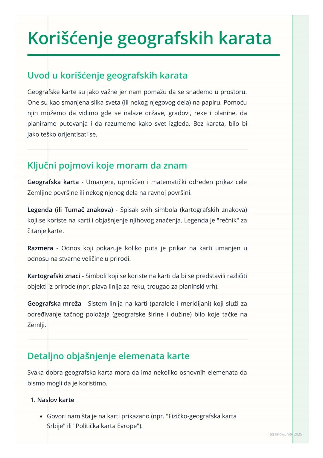 # Korišćenje geografskih karata
## Uvod u korišćenje geografskih karata
Geografske karte su jako važne jer nam pomažu da se snađemo u pros