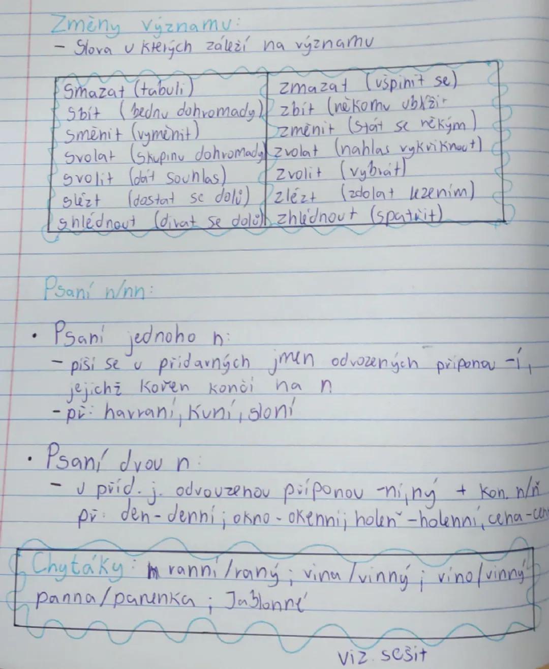 # Pravopis
- Psaní í/ý/ý:
- po tvrdých píšeme y:
  ↳ h, ch, k, r, d, t, n
- po měkkých píšeme i
  ↳ c, j, ž, š, č, ď, ť, ň
- po obojetných: