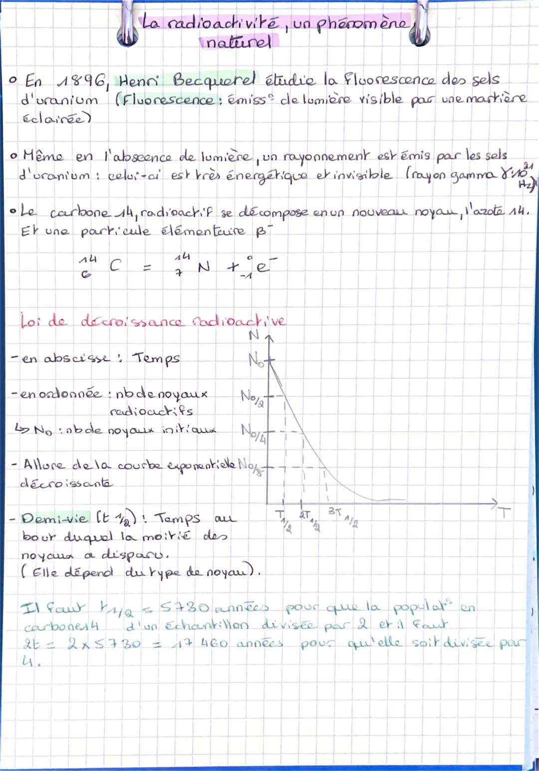 # La radioactivité, un phénomène
naturel
• En 1896, Henri Becquerel étudie la fluorescence des sels
d'uranium (Fluorescence: émissº de lumi