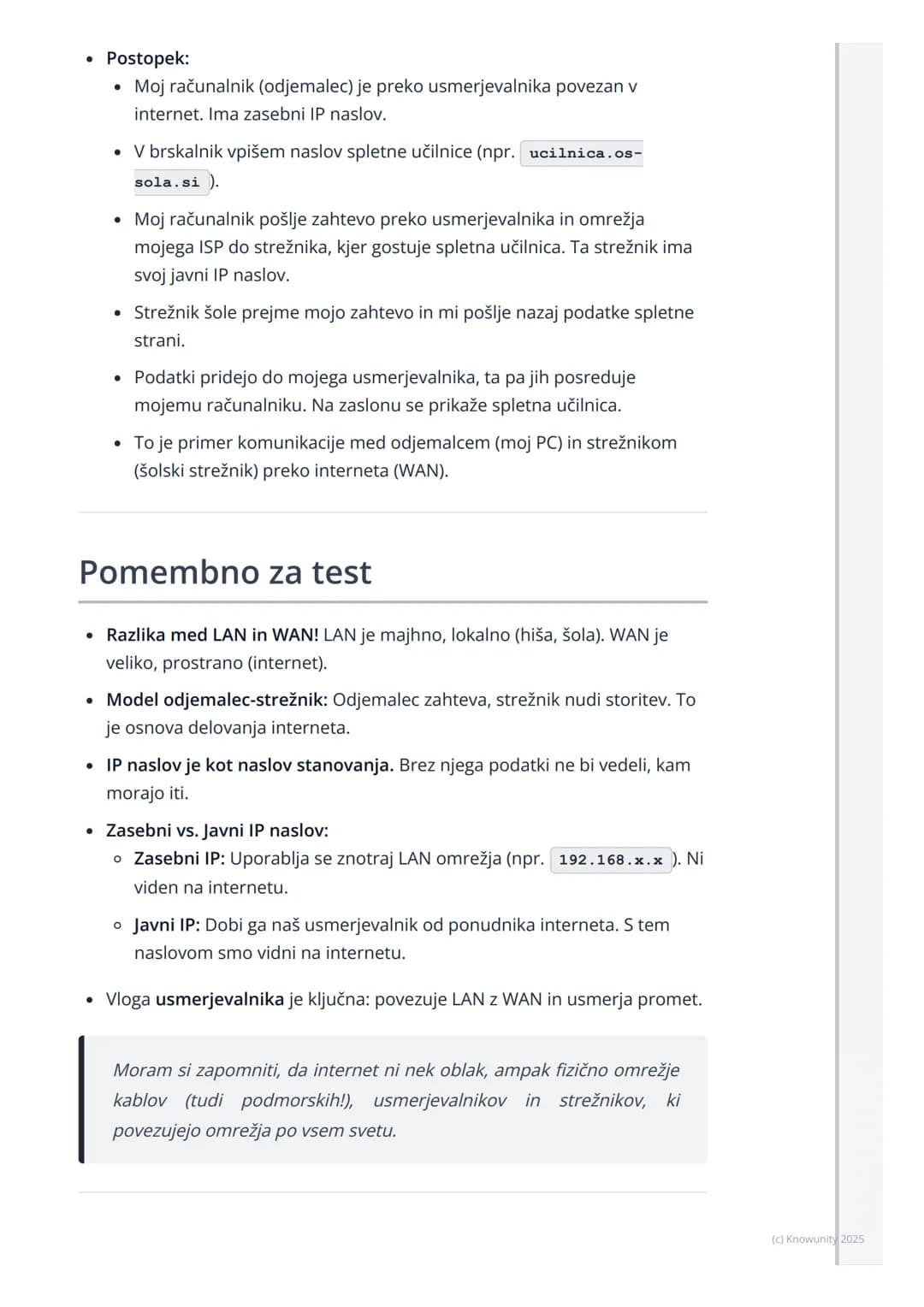 # Računalniška omrežja in
internet
Uvod v računalniška omrežja
Računalniško omrežje je v bistvu skupina dveh ali več med seboj povezanih
r