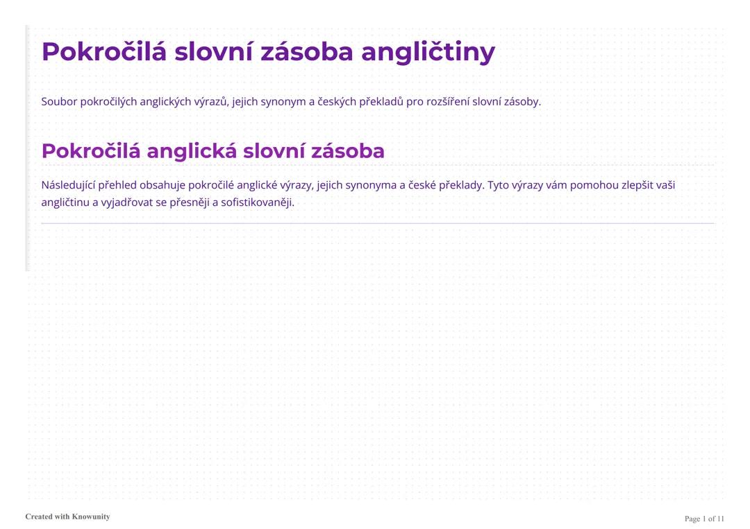 Rozšíření pokročilé anglické slovní zásoby