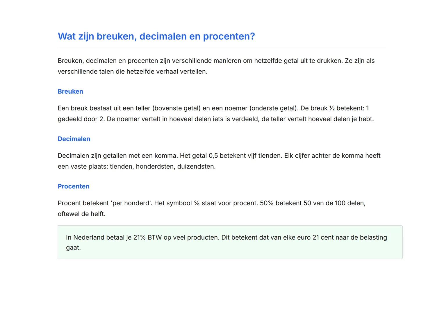 Breuken, decimalen en procenten omrekenen
Rekenen voor groep 8
Leer hoe je breuken, decimalen en procenten omrekent naar elkaar
Rekenen Gra