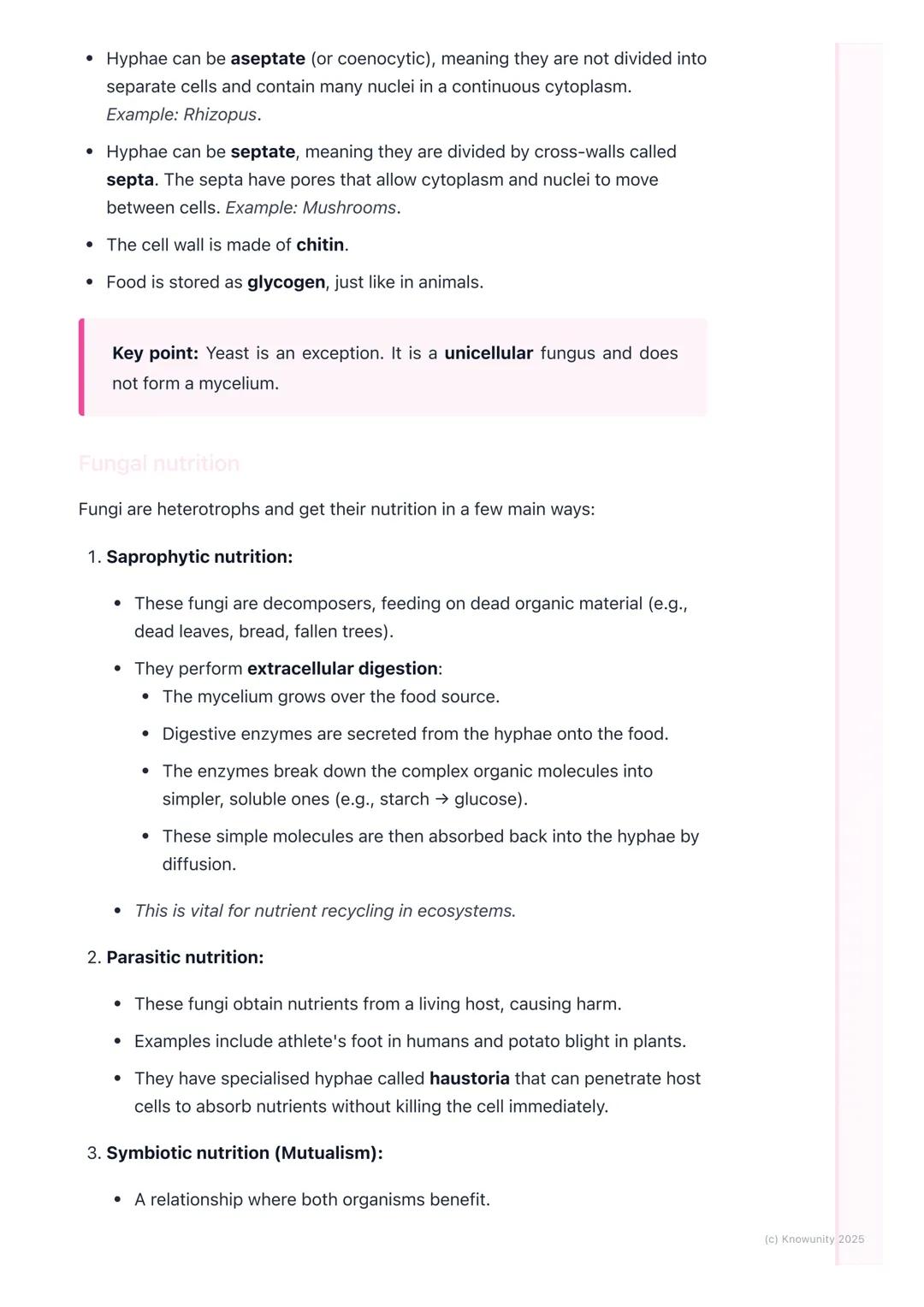 # Fungi
General characteristics of fungi
Fungi are a unique kingdom of organisms, separate from plants and animals.
They are eukaryotic, m