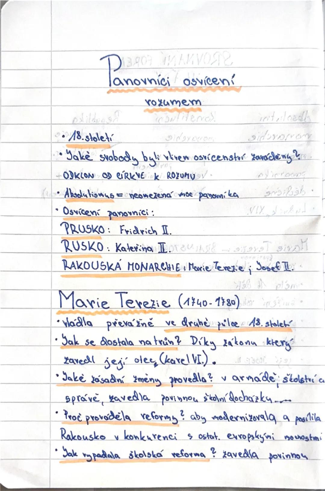 ## Panovníci osvícení rozumem
- 18. století
- Jaké svobody byli vlivem osvícenství zaváděny?
- Odklon od církve k rozumu
- Absolutismus = n