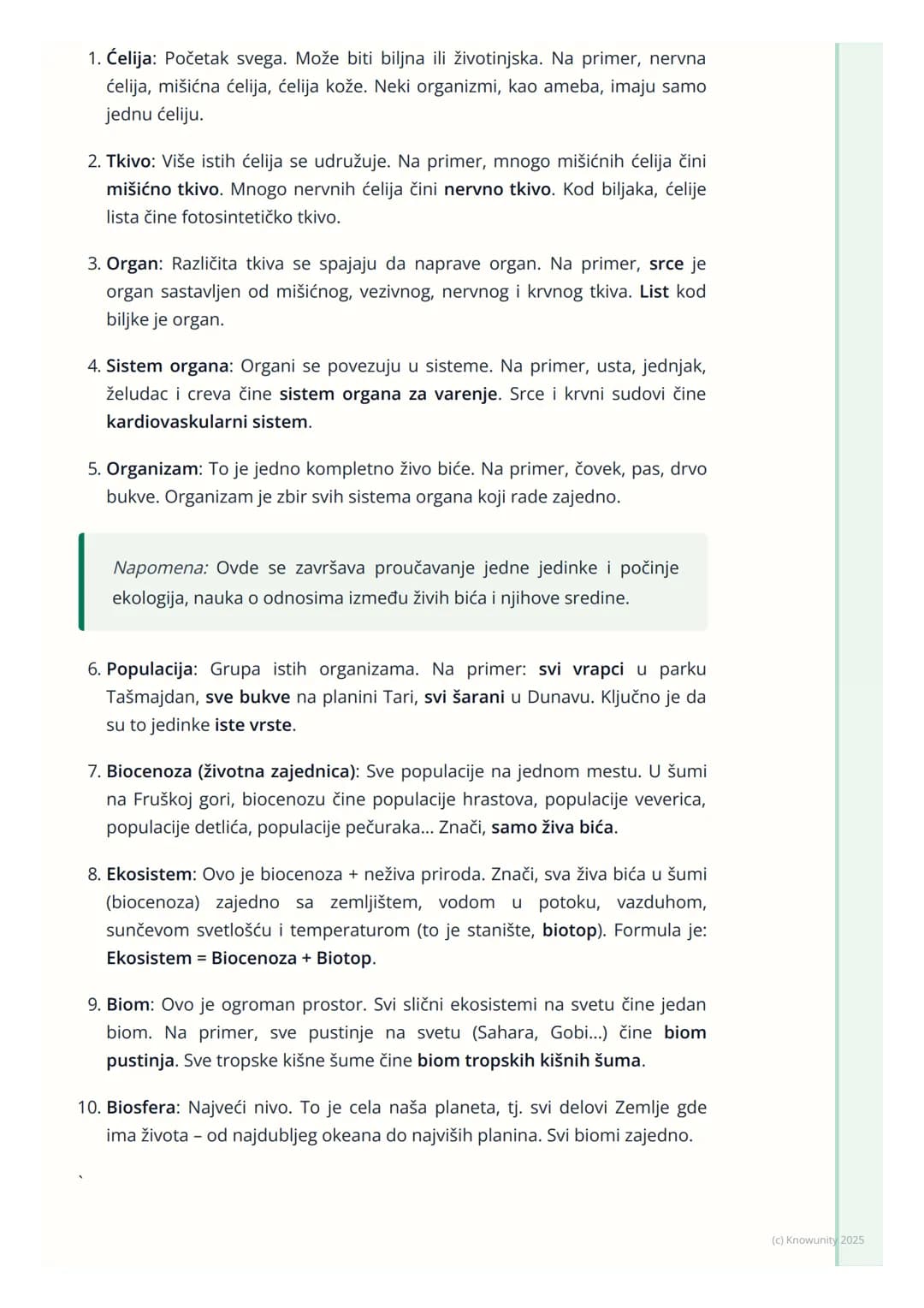 # Nivoi organizacije živog sveta
Uvodni deo
Sva živa bića u prirodi, od najmanje bakterije do najvećeg drveta, imaju neku
svoju organizaci