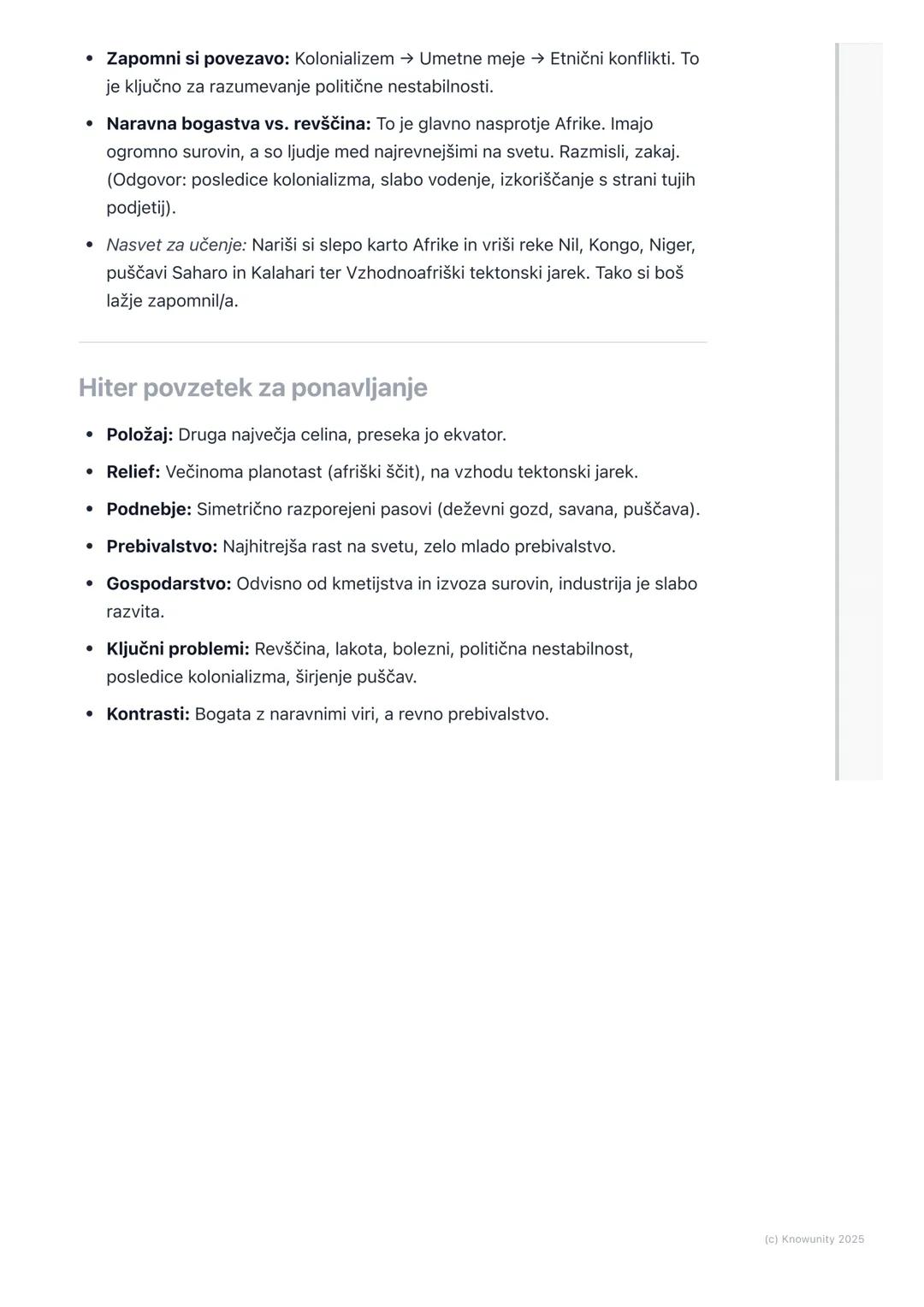 # Afrika
Splošni pregled Afrike
Afrika je druga največja celina na svetu, takoj za Azijo. Leži zelo simetrično
glede na ekvator, zato ima