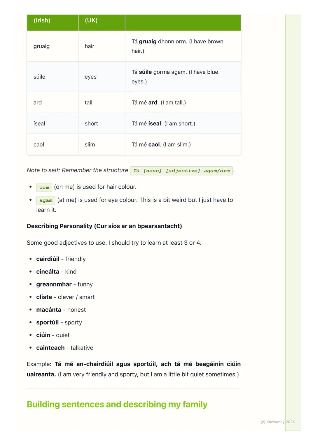 # Mé Féin & Mo Chlann (Myself &
My Family)
Introduction to describing myself and my family
This topic, 'Mé Féin & Mo Chlann', is all about