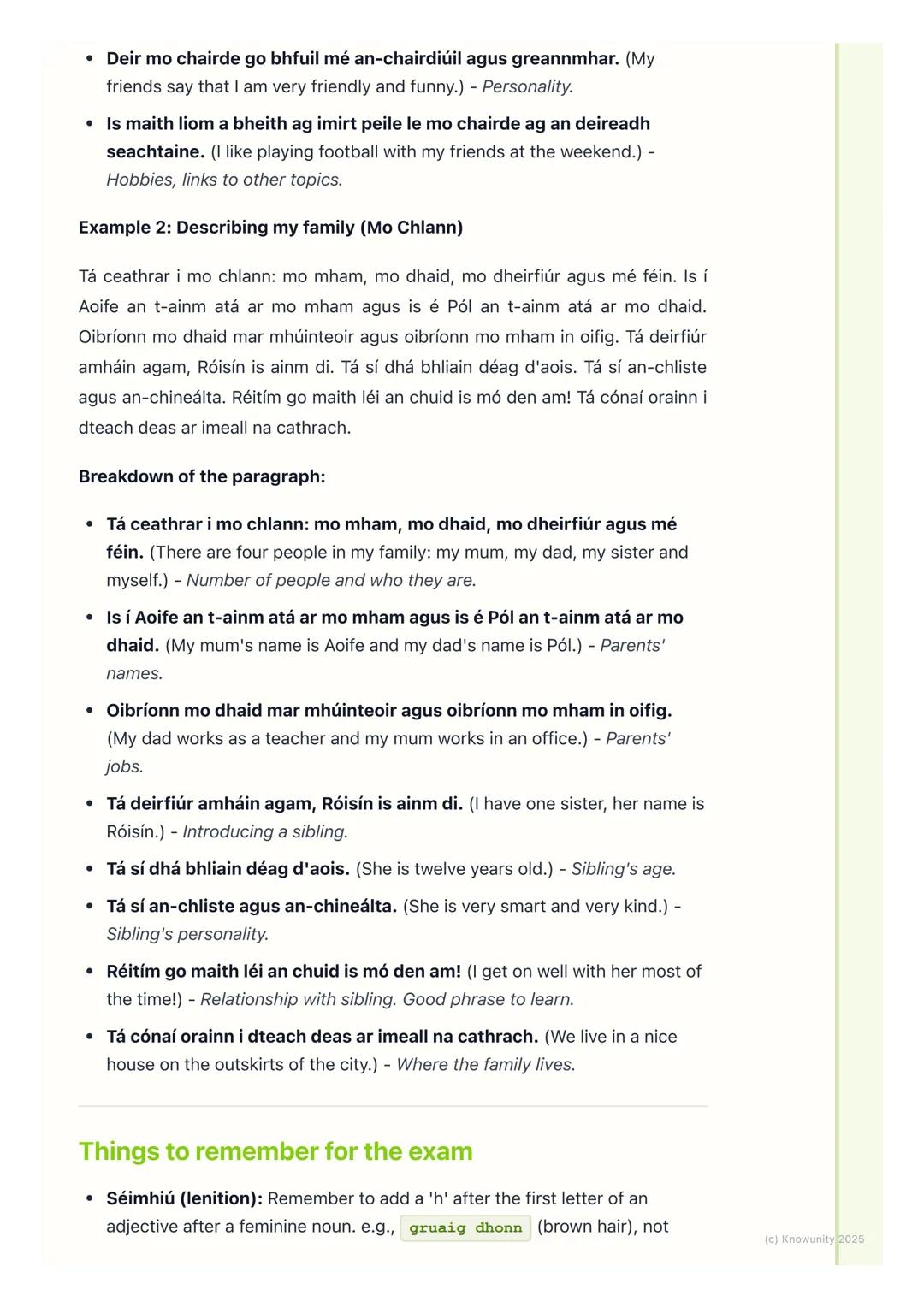 # Mé Féin & Mo Chlann (Myself &
My Family)
Introduction to describing myself and my family
This topic, 'Mé Féin & Mo Chlann', is all about