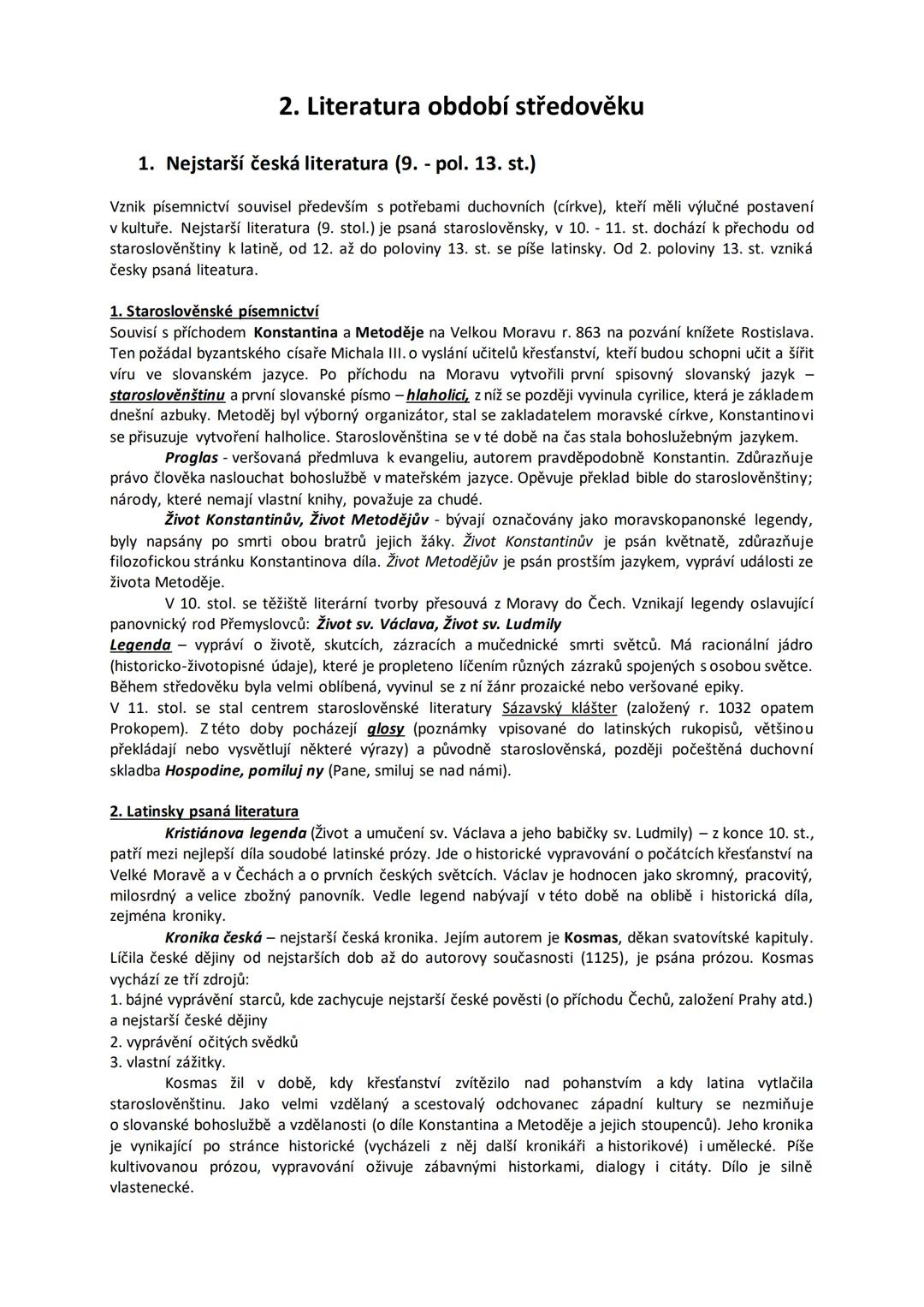 Literatura období středověku