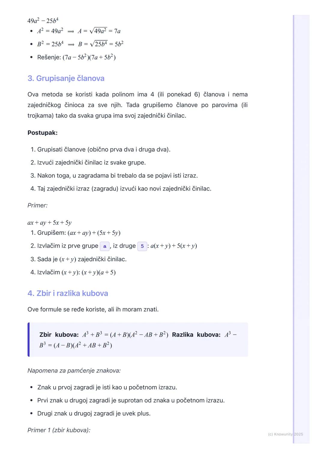 # Rastavljanje polinoma na
činioce
Uvod u rastavljanje polinoma
Rastavljanje polinoma na činioce (ili faktorizacija) je proces pisanja pol