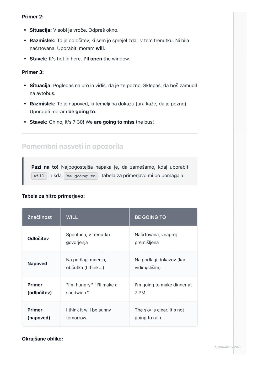 # Prihodnjik (Future Simple -
will/won't, be going to)
Uvod v prihodnjik
Prihodnjik (Future Tense) uporabljamo, ko govorimo o stvareh, ki