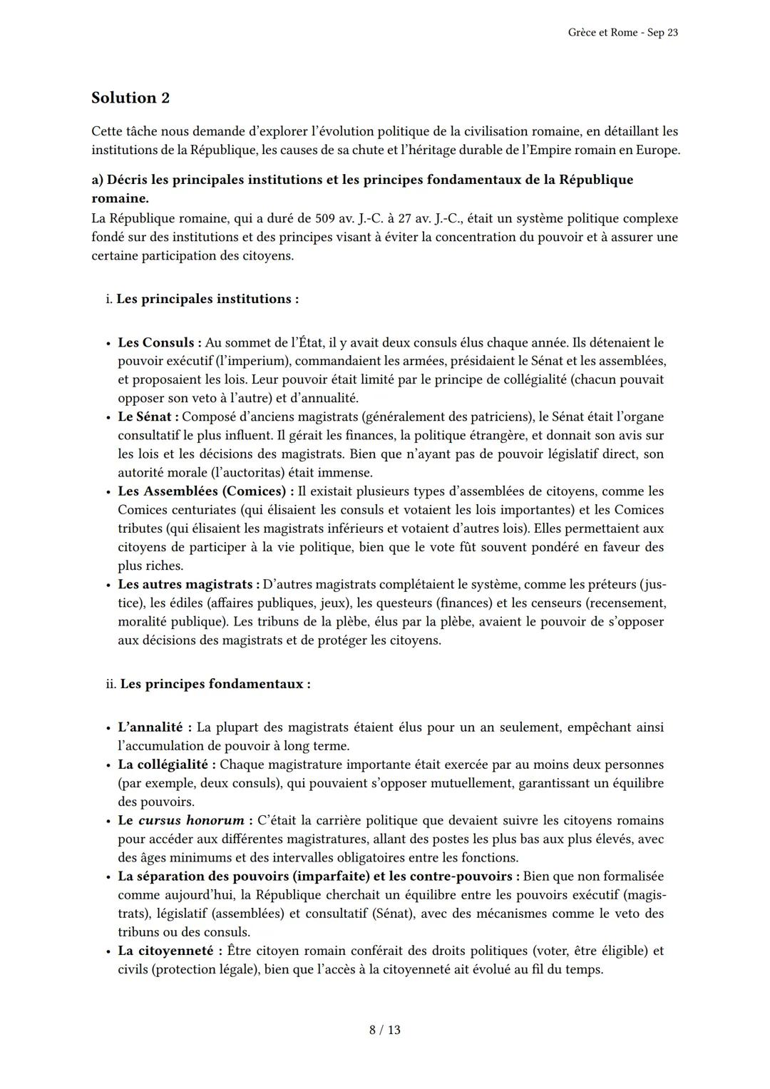 Grèce et Rome
Généré par Knowunity.fr - Sep 23
Description: Cet examen couvre les civilisations grecque et romaine antiques.
Bonne chance